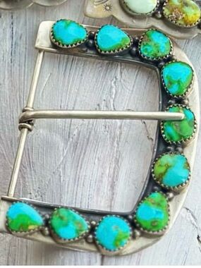 Sterling silver and Sonoran gold turquoise belt buckle